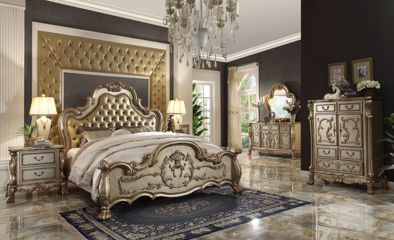 Dresden Bone PU & Gold Patina Queen Bed image