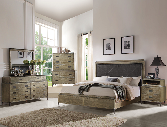 Athouman PU & Weathered Oak Queen Bed image