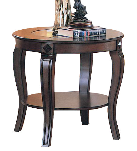 Acme Riley Glass Top Round End Table in Walnut 00452 image