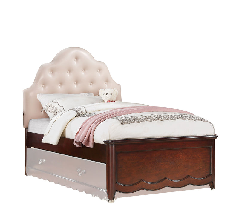 Cecilie Light Pink PU & Cherry Twin Bed image