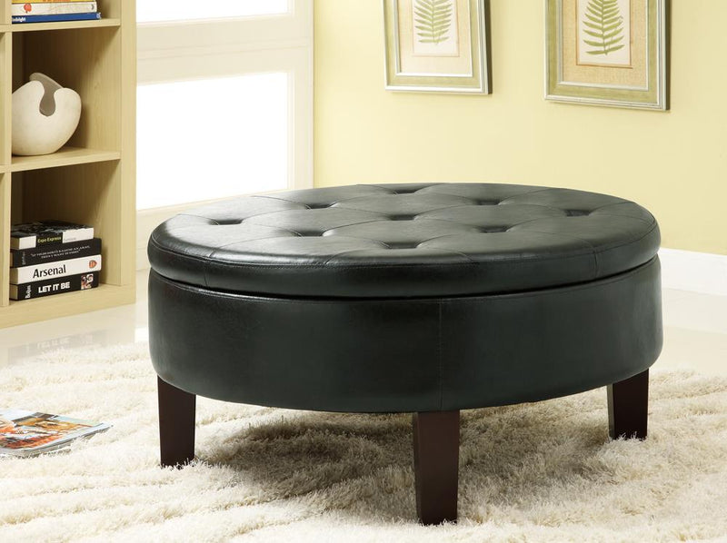 G501010 Casual Dark Brown Round Ottoman image