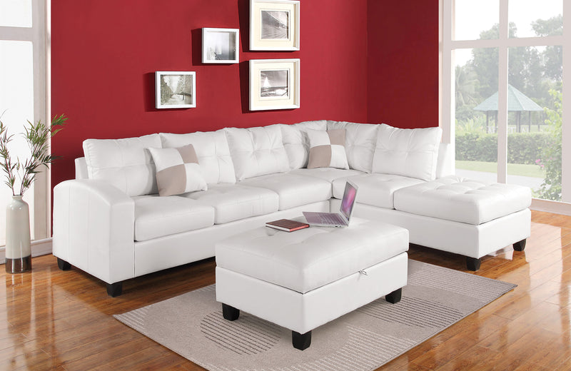 Kiva White Bonded Leather Match Sectional Sofa w/2 Pillows image