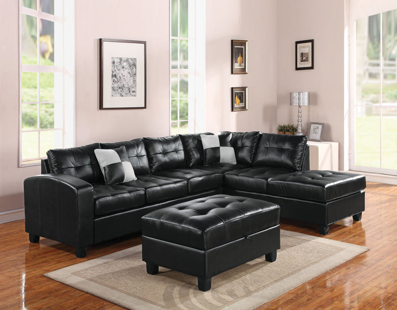 Kiva Black Bonded Leather Match Sectional Sofa w/2 Pillows image