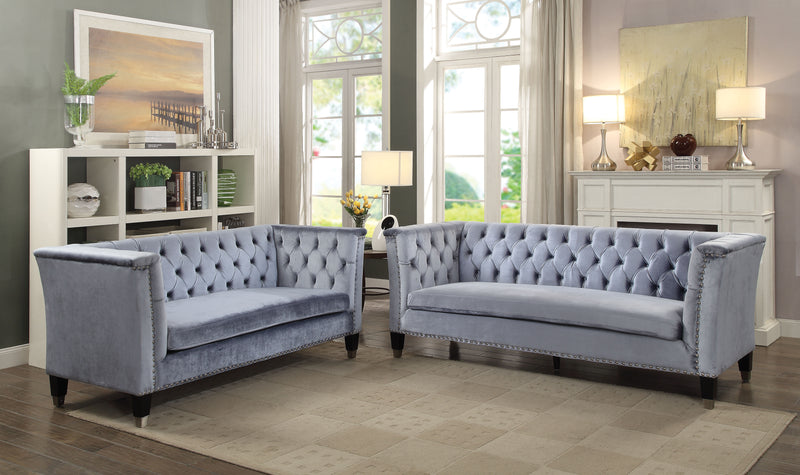 Honor Blue-Gray Velvet Sofa image
