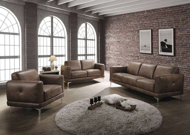 Reagan 2-Tone Mocha Polished Microfiber Sofa image