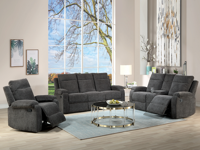 Elijah Charcoal Chenille Sofa (Motion) image