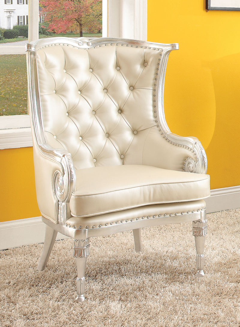 Pawnee Silver Frame & Beige PU Accent Chair image