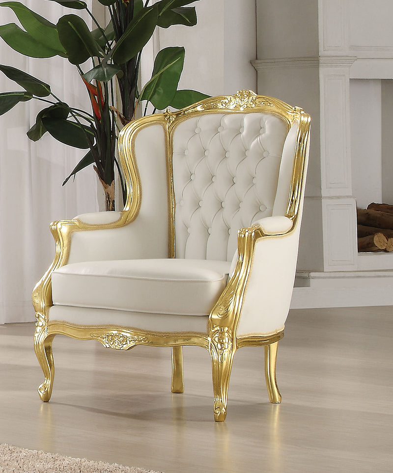 Kassim Gold Frame & White PU Accent Chair image