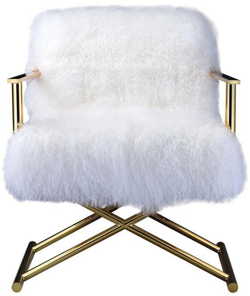 Acme Bagley Accent Chair in Wool & Gold Brass 59452 image