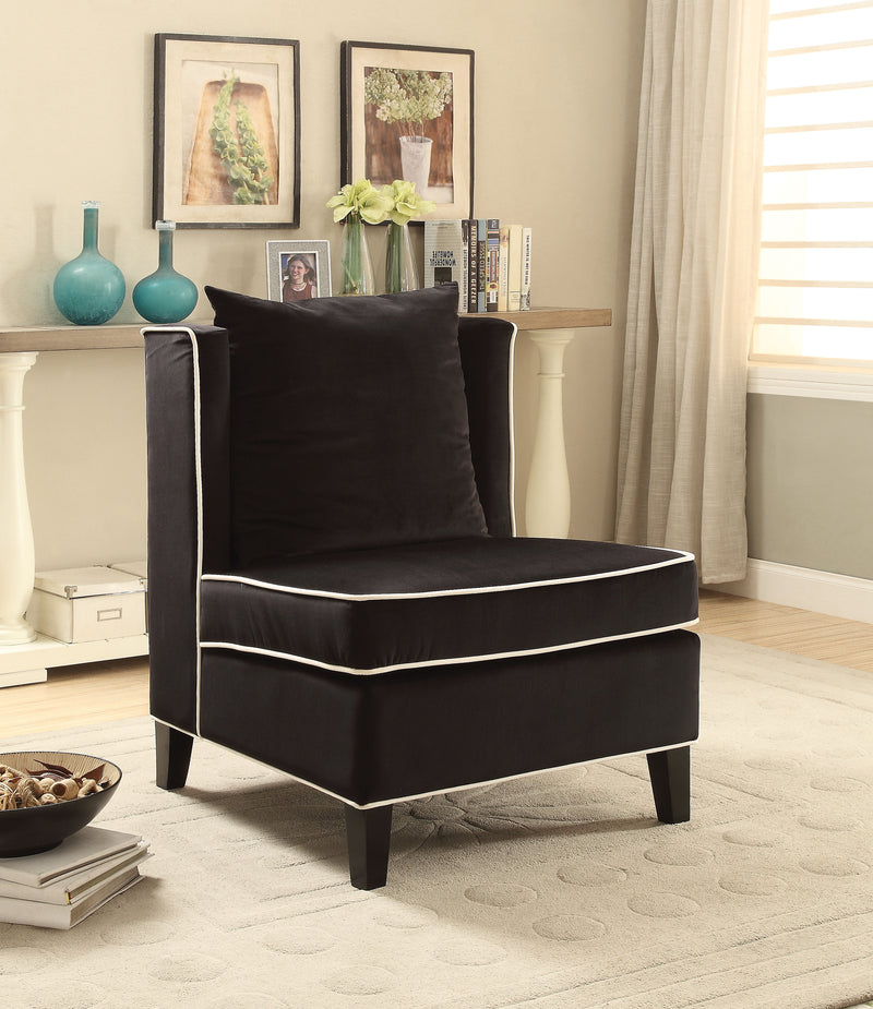 Ozella Black Velvet Accent Chair image