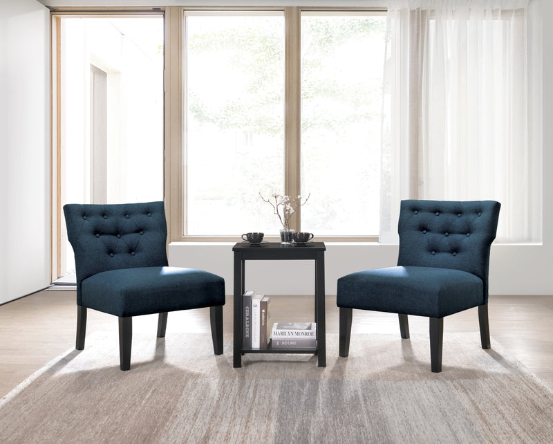 Sophie Denim Blue Fabric & Black 3Pc Pack Chair & Table image