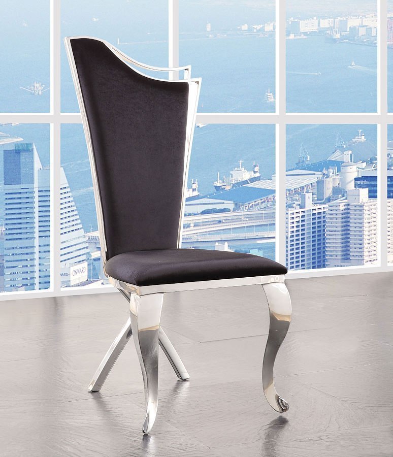 ACME Cyrene Faux Fabric Side Chair (Set of 2) in Stainless Steel 62079 image