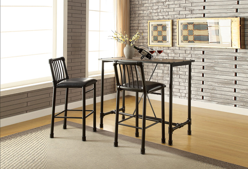 Caitlin Rustic Oak & Black Bar Table image