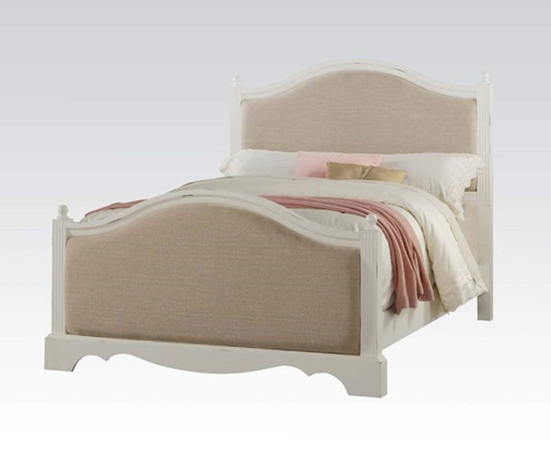 Acme Furniture Morte Twin Upholstered Panel Bed in Antique White image