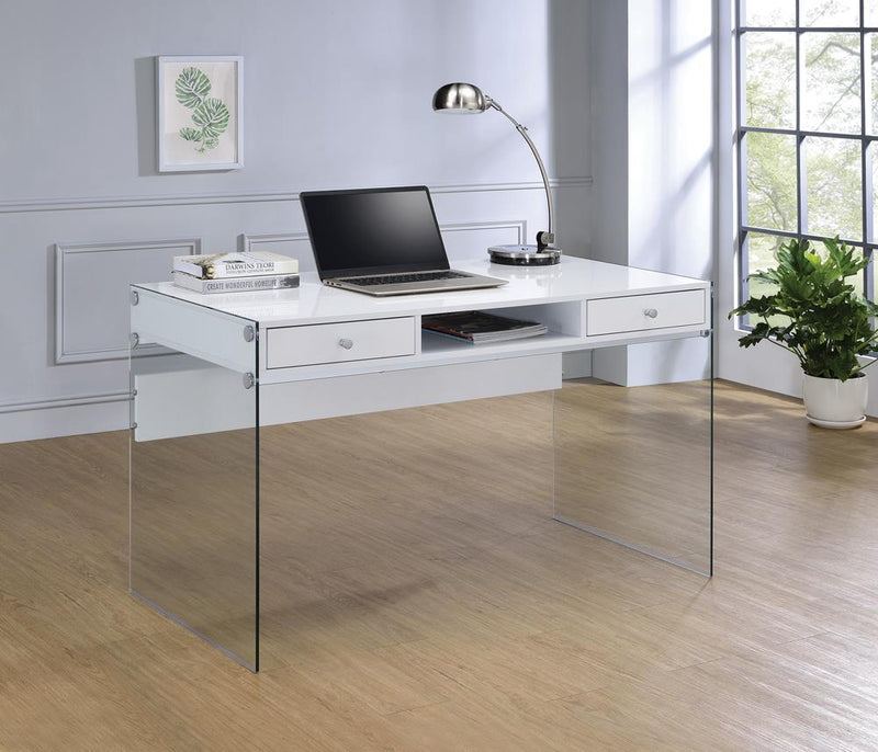 G800829 Contemporary Glossy White Writing Desk image