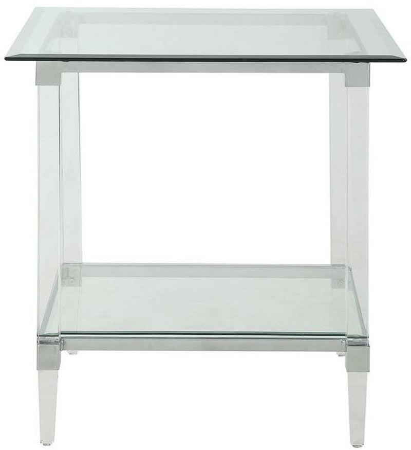 Acme Furniture Polyanthus End Table in Clear Acrylic, Chrome & Clear Glass 80942 image