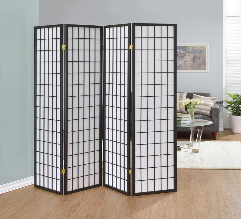 Dark Grey Four Panel Folding Screen image