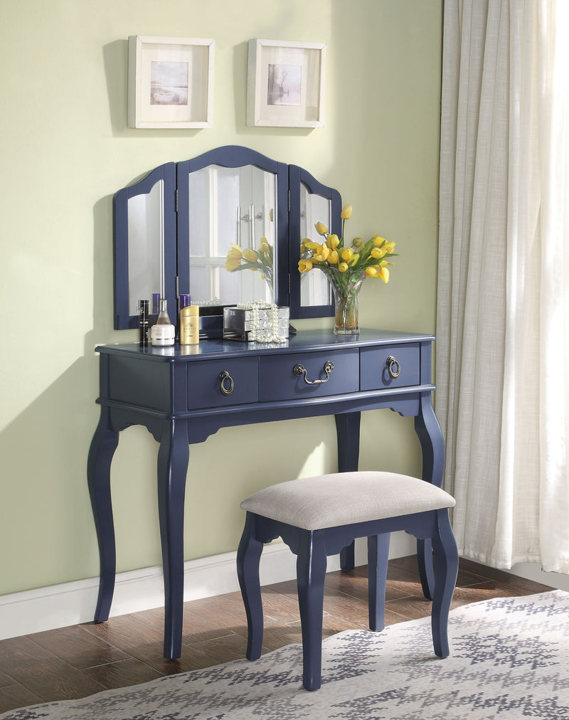 Abelus Tan Fabric & Blue Gray Vanity Set image