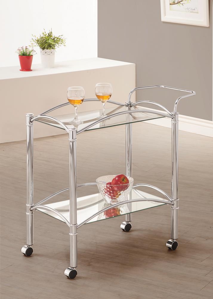 Traditional Chrome and Glass Serving Cart image