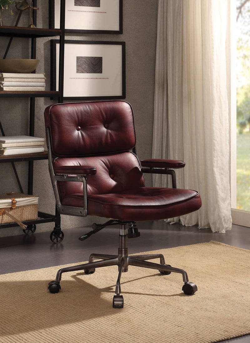 Larisa Vintage Merlot Top Grain Leather Office Chair image