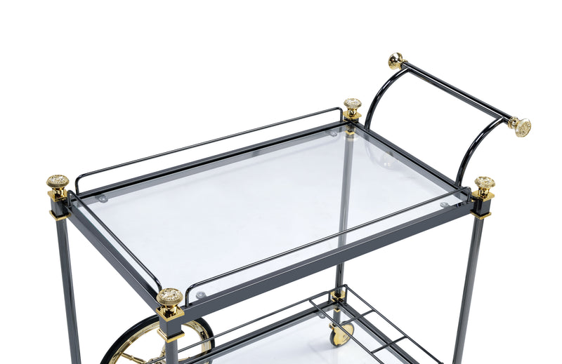 Cyrus Black/Gold & Clear Glass Serving Cart image