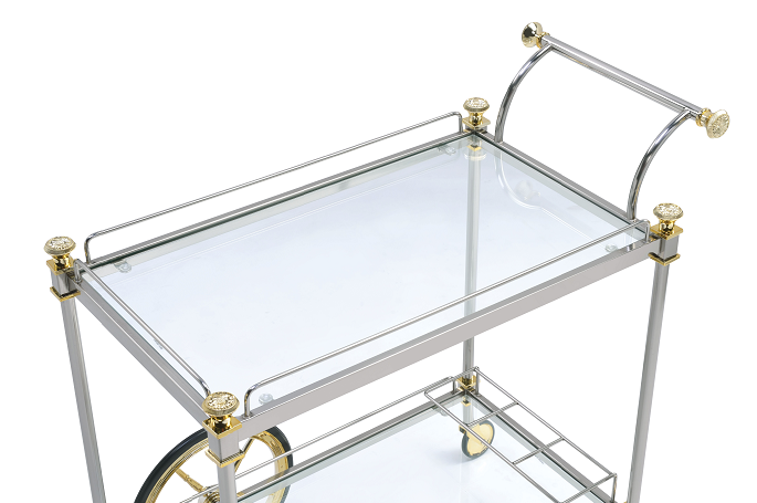 Cyrus Silver/Gold & Clear Glass Serving Cart image